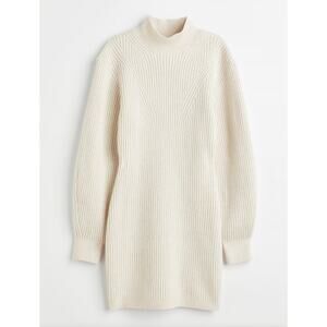 NWT H&M | Wool-Blend Cream Turleneck Rib Knit Sweater Dress | Size XXL